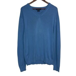 Brooks Brothers Sweater L Silk Blend V Neck‎ Pullover Lightweight Preppy Golf